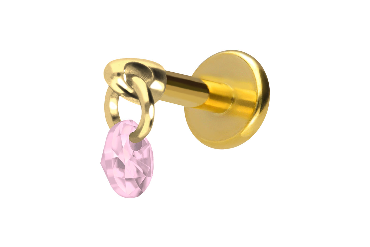 Titan Labret Piercing mit Innengewinde RUNDER KRISTALL